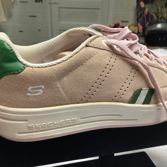 Ladies Skechers Sport memory foam slip on mule sneakers size 8 PINK SUEDE💚🩷💚 - Picture 7 of 14